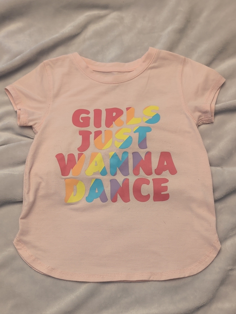 Joe Fresh Pink Girls Just Wanna Dance Rainbow Graphic Tee